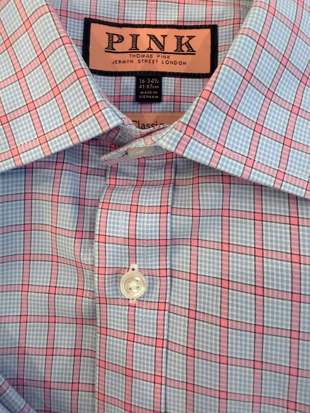 Thomas Pink Jermyn Classic 16-34½ - Blue & Pink Plaid
